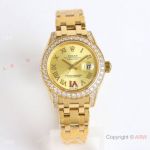 Swiss Copy Rolex Pearlmaster 34 Auto Watches Yellow Gold & Red VI Markers